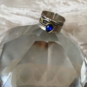 Sterling silver 2 tone gem band ring